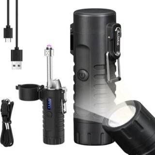 Windproof Arc Lighter Electric Lighter and LED Flashlight